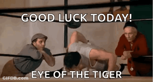 Man Wrestling With Good Luck Today Eye Of The Tiger GIF