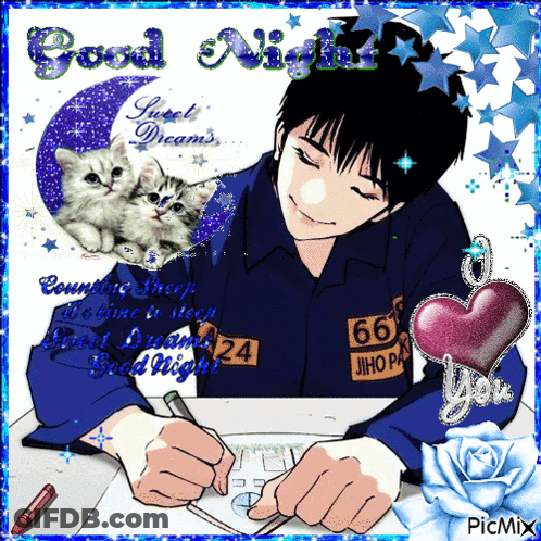 Man Writing Good Night Greeting Card GIF