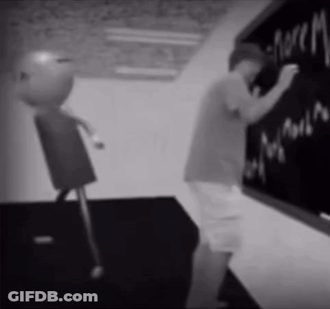 Man Writing Why On Blackboard GIF