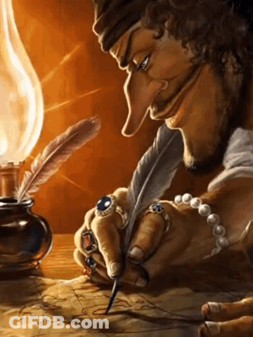 Man Writing With Quill Pen GIF