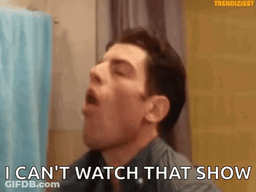 Man Yawning In Bathroom Saying Can't Watch That Show GIF