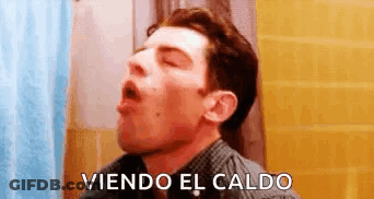 Man Yawning In Bathroom Viendo El Caldo GIF