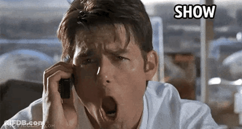 Man Yawning Talking On Cell Phone Saying Show GIF