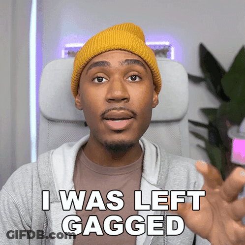Man Yellow Beanie Gray Jacket Saying I Was Left Gagged GIF