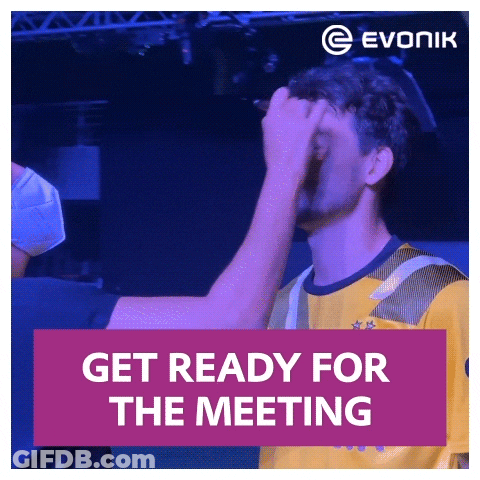 Man Yellow Black Shirt Hand On Forehead Evonik Logo GIF