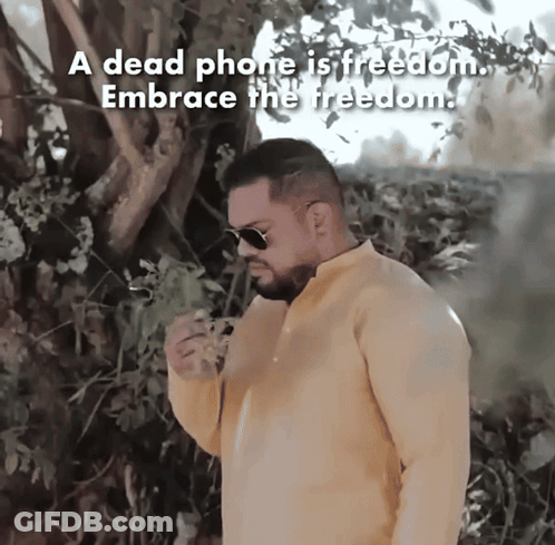 Man Yellow Shirt Dead Phone Is Freedom GIF