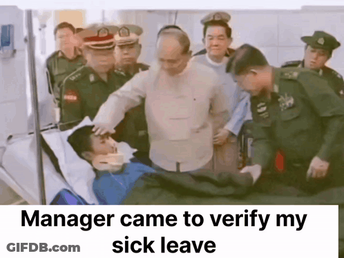 Manager Verifying Sick Leave Beside Hospital Bed GIF