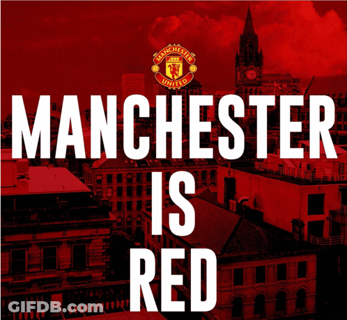 Manchester Is Red On Red Background GIF