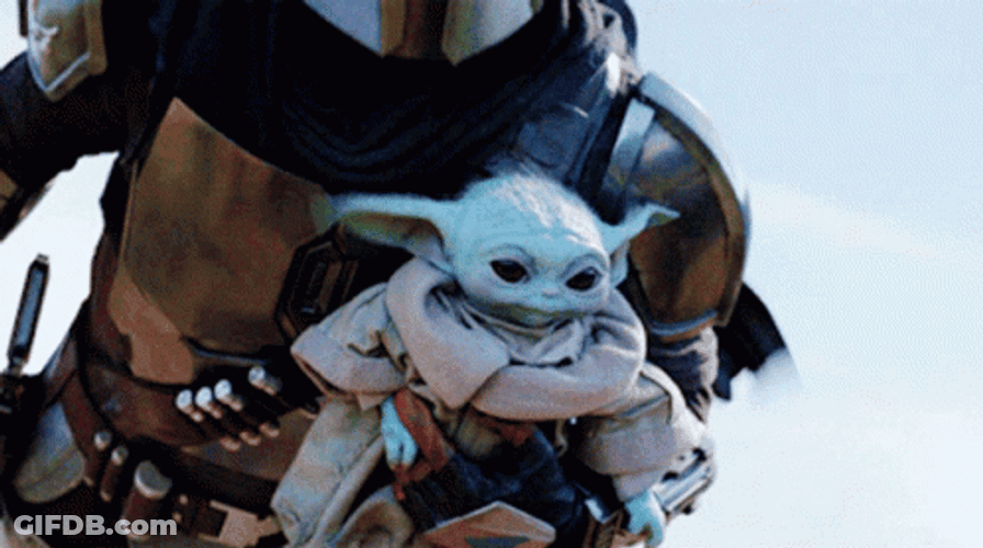 Mandalorian Flying With Baby Yoda GIF