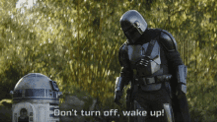 Mandalorian With Sleeping R2D2 GIF