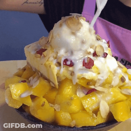 Mango Bingsu Yummy Korean Shave Ice Cream GIF