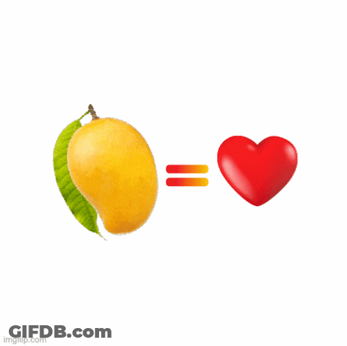 Mango Fruit Equals Beating Red Heart Summer Love GIF