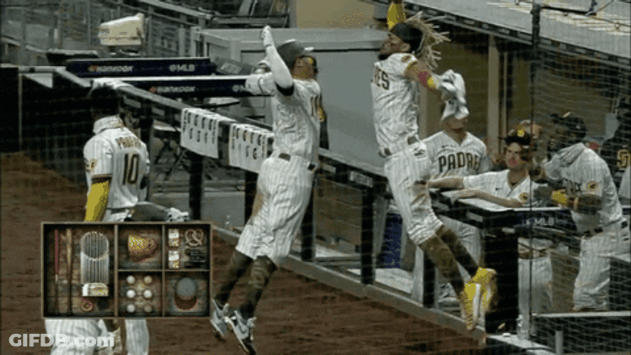 Manny Machado High Five Jump GIF