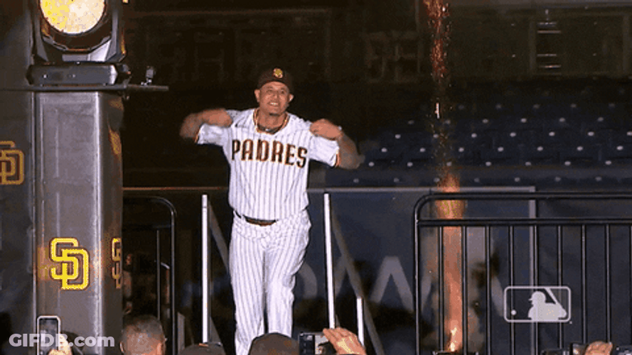 Manny Machado Showing Off Jersey GIF