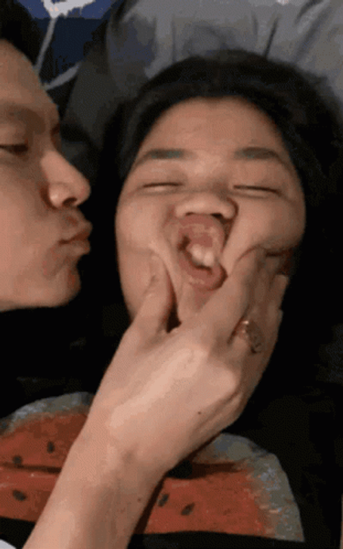 Many Cheek Kiss GIF