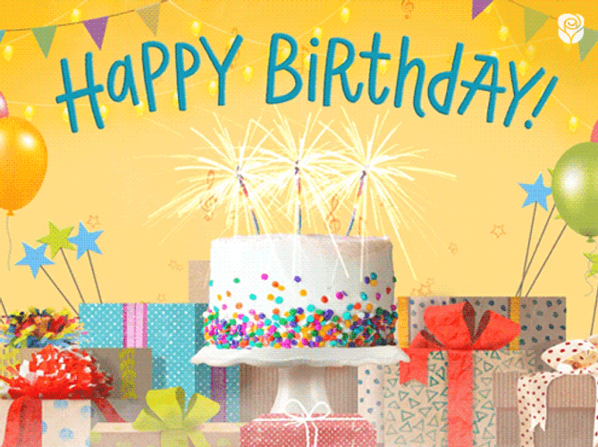 Many Gifts Cake Happy Birthday GIF