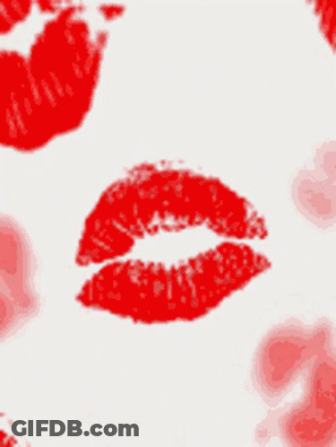 Many Red Kisses On White Background GIF