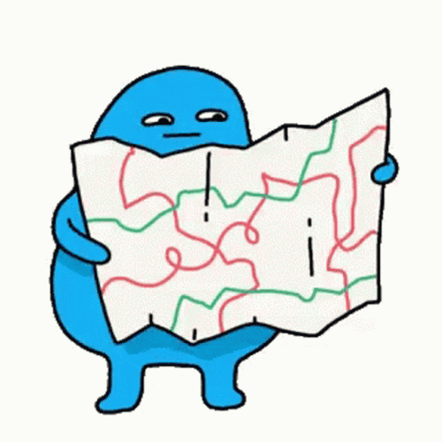Map Cartoon Blue Blob Looking Directions GIF