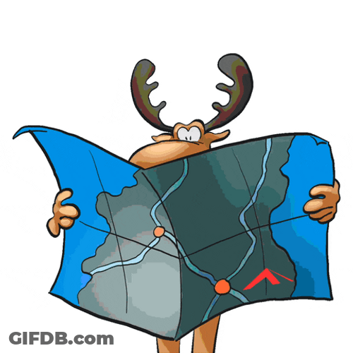 Map Confused Moose Cartoon Looking Directions GIF