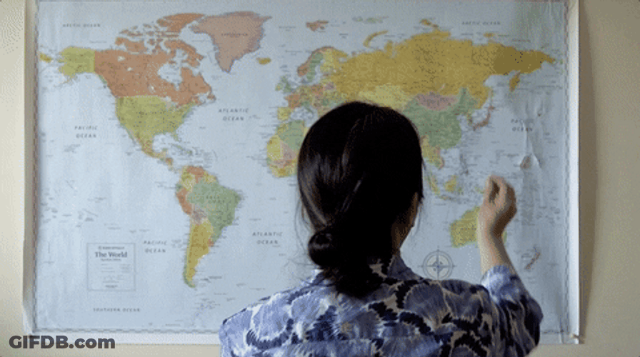 Map Girl Pinning Location Asia GIF