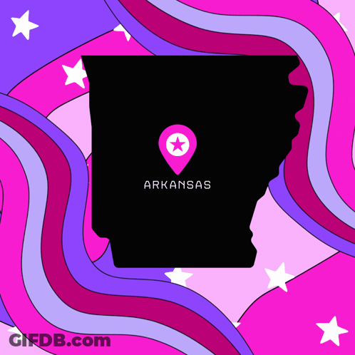 Map Of Arkansas With Pink Star GIF