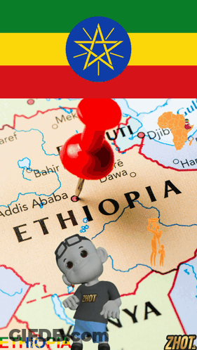 Map Of Ethiopia With Red Pin GIF