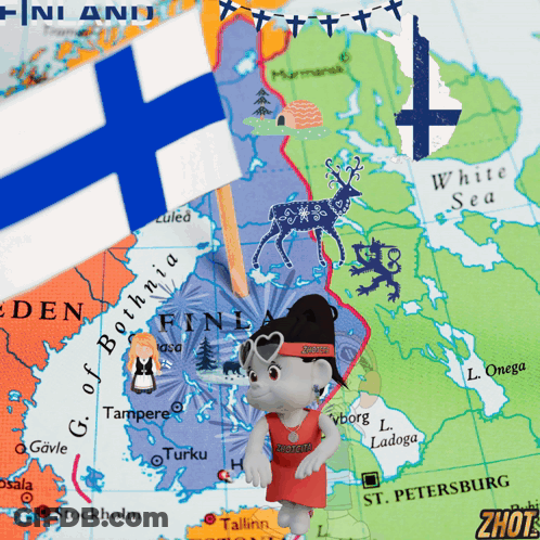 Map Of Finland With Flag And Toy GIF