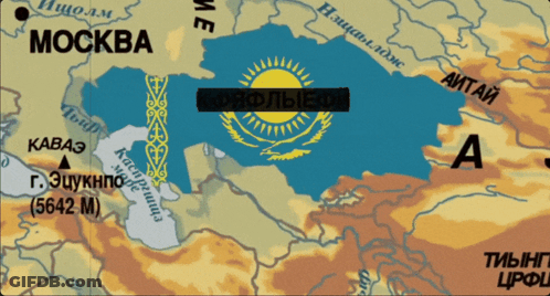 Map Of Kazakhstan Showing Mosca And Almaty GIF