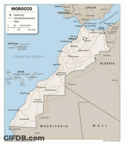 Map Of Kingdom Of Morocco Capital City GIF