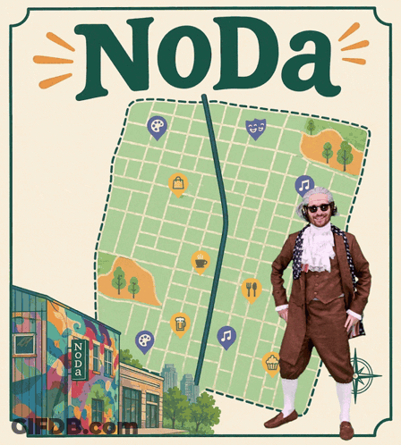 Map Of Noda With Man In Costume GIF