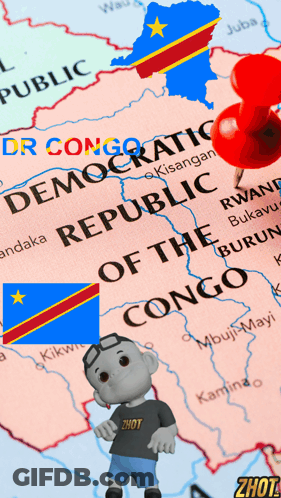 Map Of Republic Of Congo With Cartoon Character GIF