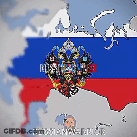 Map Of Russian Empire With Russian Warrior GIF