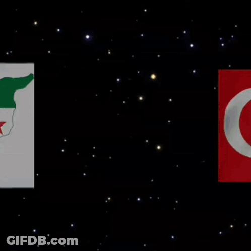 Map Of Syria With Crown And Red And White Flag GIF