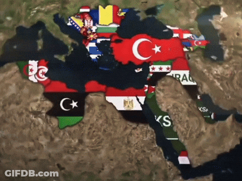 Map Of The Middle East With Iraq Flag GIF