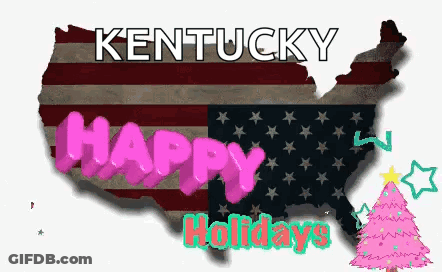 Map Of United States With Kentucky Happy Holidays GIF