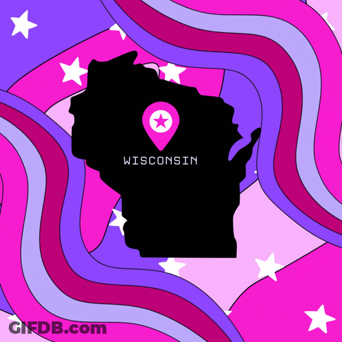 Map Of Wisconsin With Pink Star GIF