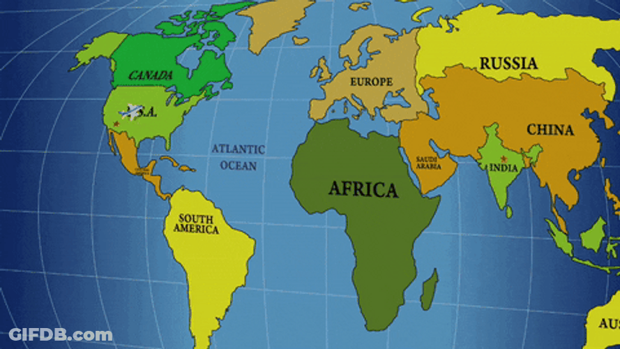 Map Plane Flight USA India Animation GIF