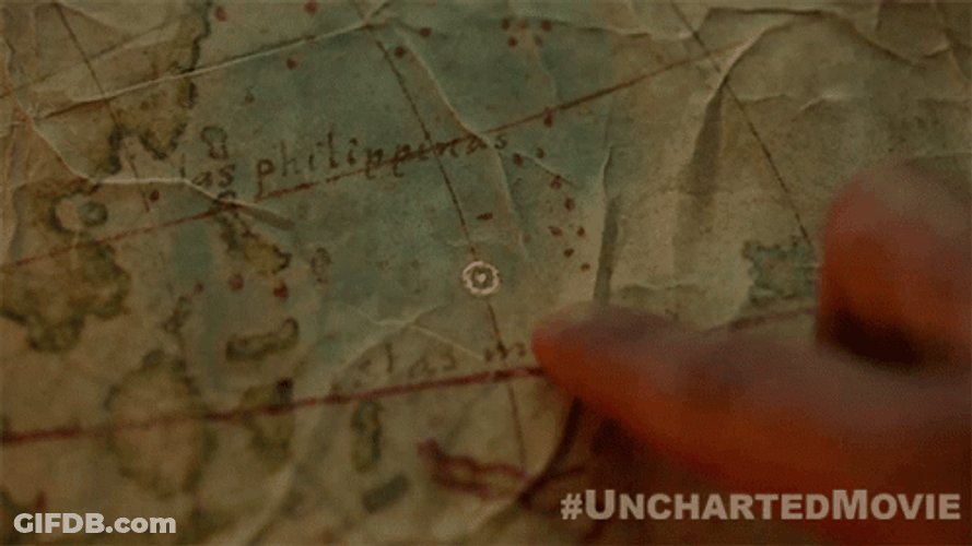 Map Pointing Here Uncharted Movie GIF