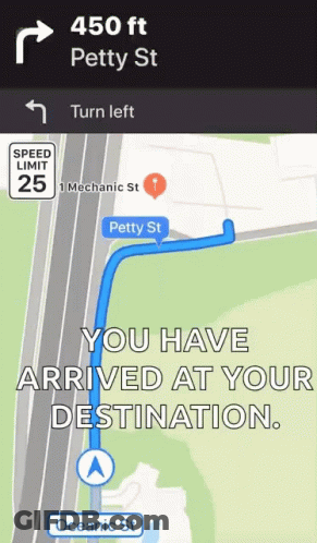 Map Saying 450 Ft Petty St Turn Left GIF