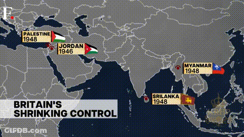 Map Showing Britain's Shrinking Control Jordan And Palestine GIF