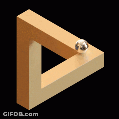 Marble Rolling On Penrose Triangle Optical Illusions GIF