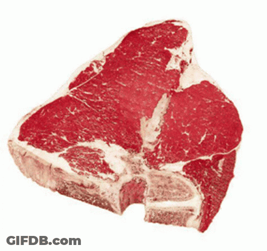 Marbled T-Bone Meat Is Waving GIF