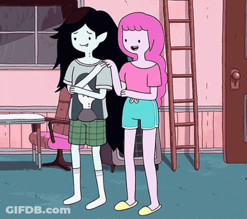 Marceline And Princess Bubblegum Are Standing Next To Each Other GIF