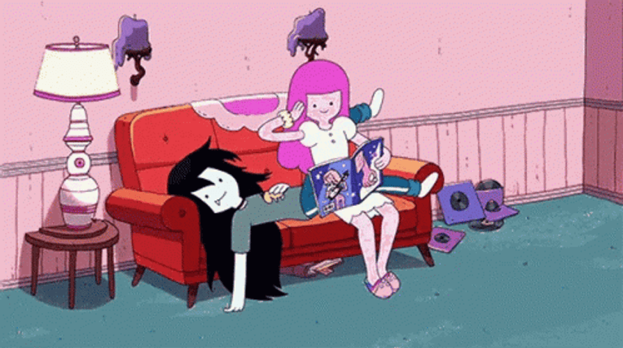 Marceline Princess Bubblegum Reading GIF