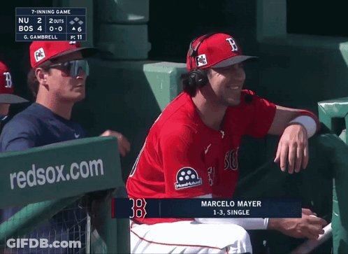 Marcelo Mayer Sitting In Dugout Watching Game GIF