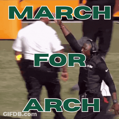 March For Arch Is Written In Green Letters On A Sports Field GIF