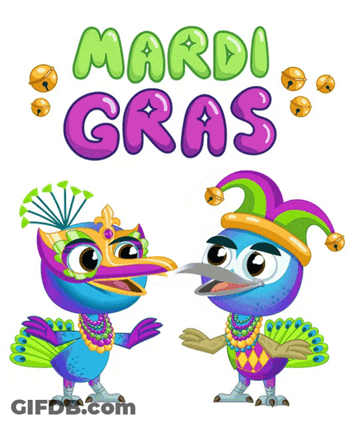 Mardi Gras Peacocks Dance Art GIF