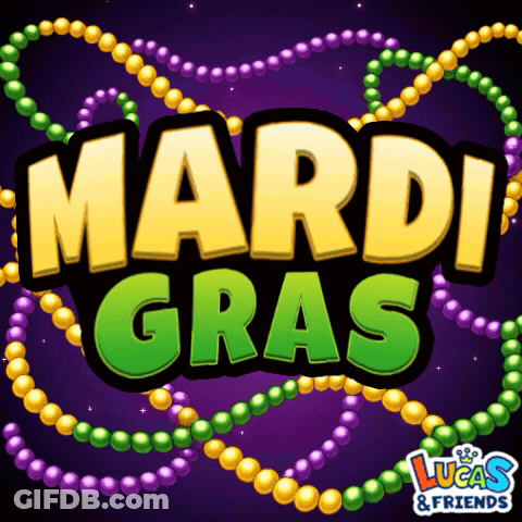 Mardi Gras Sign With Beads GIF
