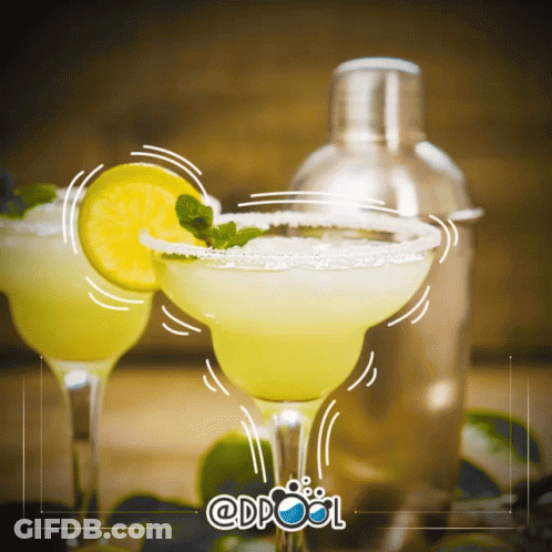 Margarita With Lemon Slice And Mint GIF