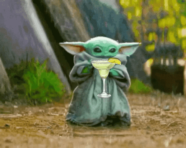Margaritas Baby Yoda Drinking GIF